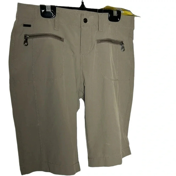 LOLE light green sage walking Bermuda shorts for women .zippered  front pockets - Picture 2 of 16